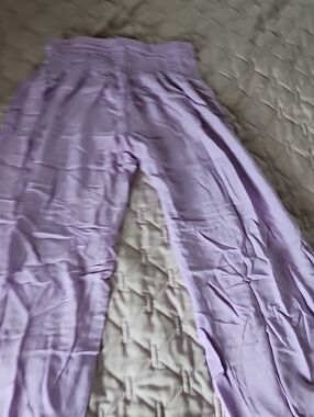 Smocked Waist Lavender Wide-Leg Pants